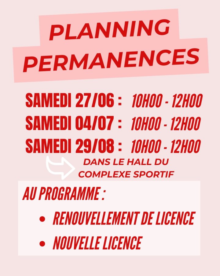 ❤🖤 3 créneaux de permanence pour vous (ré)inscrire ! 📅