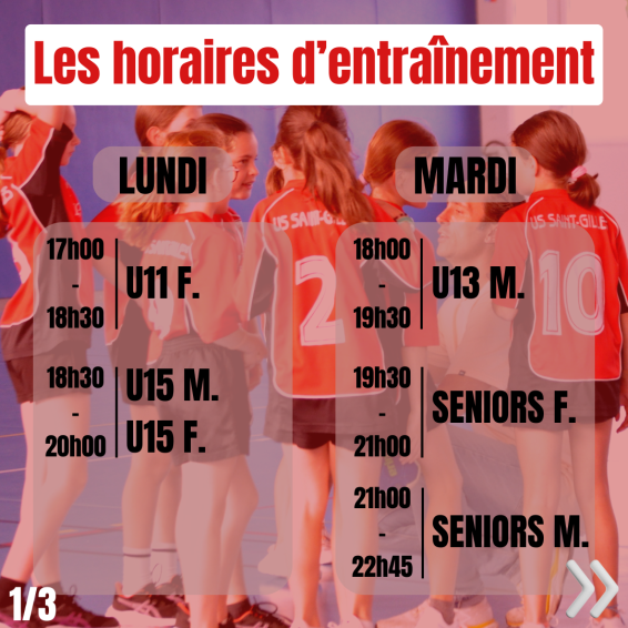 ❤🖤 Nos nouveaux horaires d'entraînements.